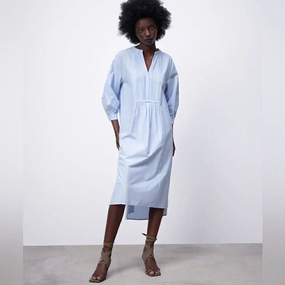 ZARA PIN TUCK TUNIC DRESS - Picture 9 of 9